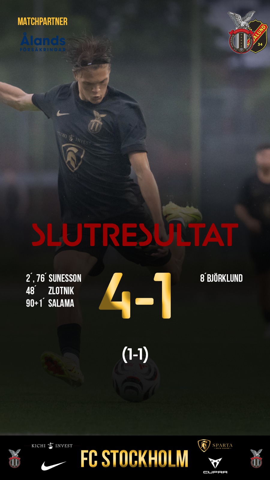 Slutresultat 4-1 mot Vasalunds IF