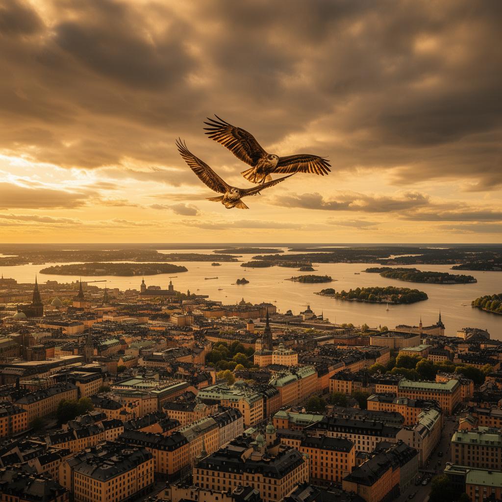 Bird soaring over Stockholm